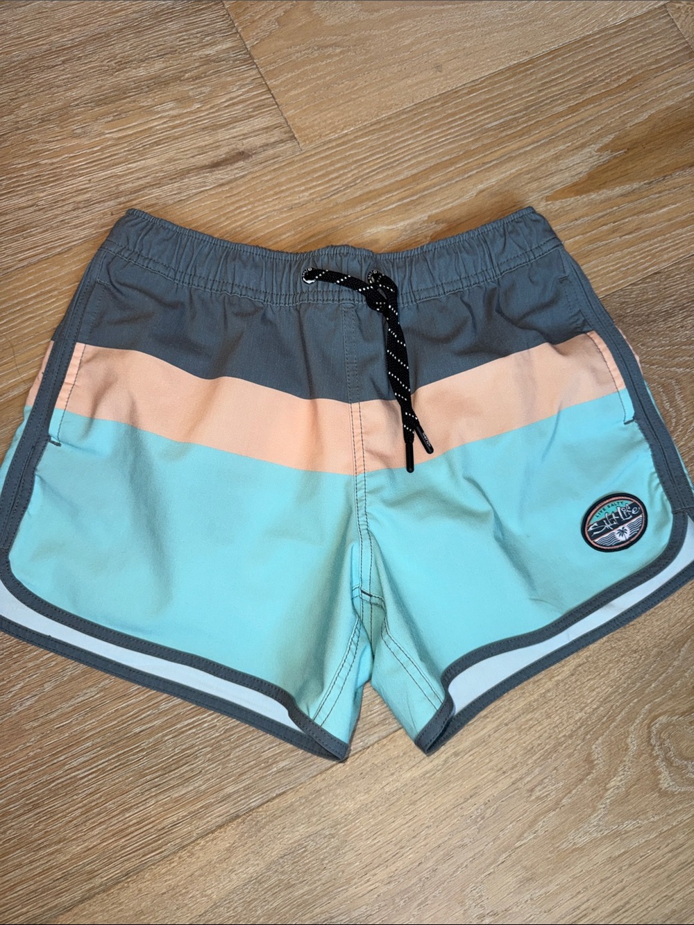 Salt Life Men's Colorblock Shorts in Gray, Peach & Aqua